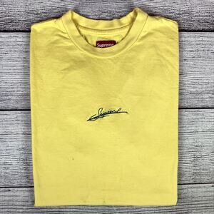 Supreme New York Yellow Embroidered Script Spell Out T-shirt